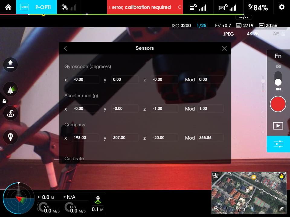 IMU calibration values